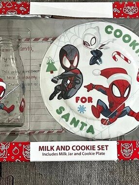Marvel Spider-Man Milk & Cookie Set Glass Jar & Ceramic Plate Spider-Gwen